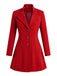 Manteau rouge uni à col à revers, manches longues et boutons années 1940 - 2