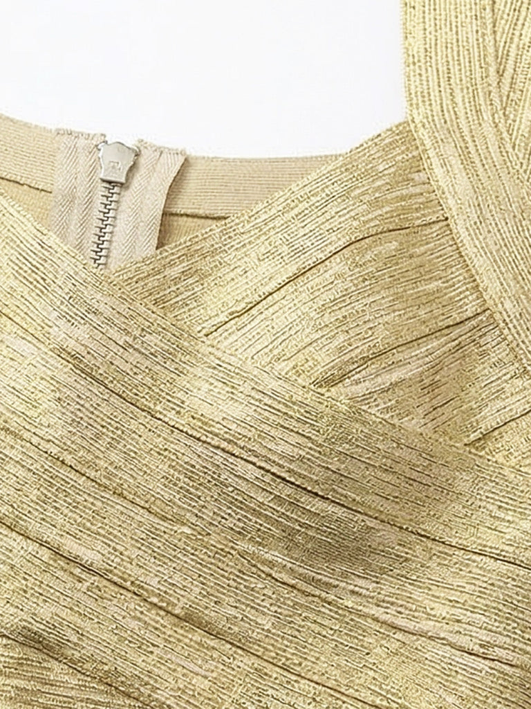 Or Halter Métallisé Moulante Bandage Robe Années 1980 4