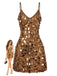 Mini Robe de Fête Moulante Dorée à Paillettes et Fines Bretelles Années 1960 - 1