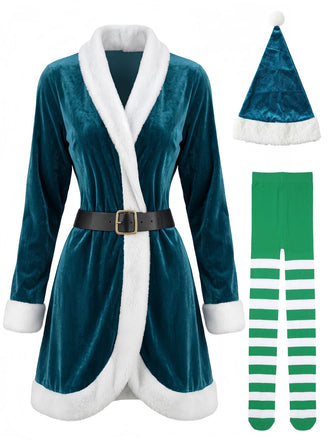 Mini Robe de Noël en Velours à Bordure Duveteuse Années 1960 - 1