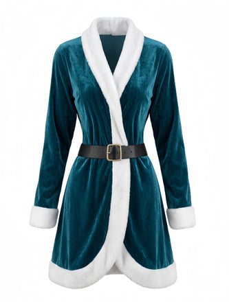 Mini Robe de Noël en Velours à Bordure Duveteuse Années 1960 - 2