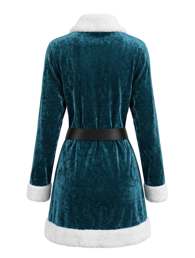 Mini Robe de Noël en Velours à Bordure Duveteuse Années 1960 - 3
