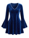 Mini Robe en Velours à Col V Perlé et Manches Évasées Années 1930 - 8