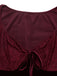 Mini-robe évasée lie-de-vin en velours et dentelle à manches évasées années 1960 - 10