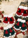 Mitaines tricotées de Noël à sapins et pompons - 1