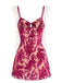 Nuisette à Bretelles en Velours Jacquard et Volants en Tulle Années 1950 - 2