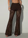 Pantalon long évasé noir en dentelle transparente à taille haute années 1970 - 4