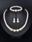 Parure 3 pièces collier, bracelet et boucles d’oreilles pendantes à perles blanches