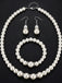 Parure 3 pièces collier, bracelet et boucles d’oreilles pendantes à perles blanches - 3