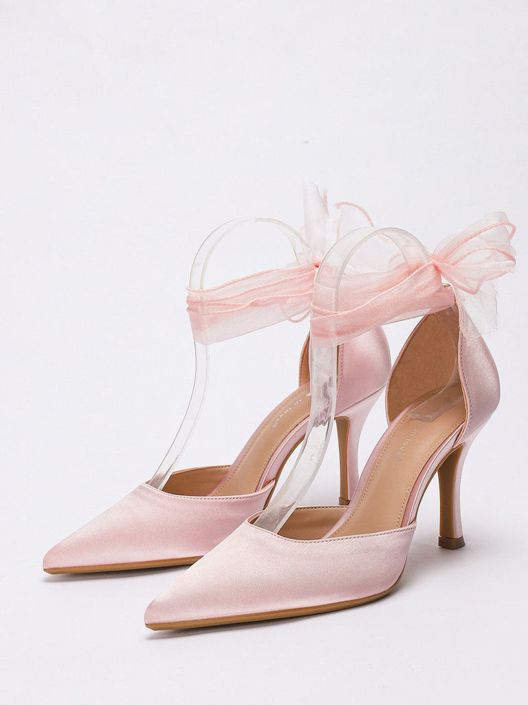 Vintage Satin Ruban Bout Pointu Talons Hauts 10