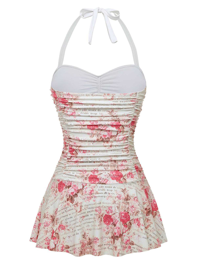 Back view of the swimsuit highlighting the straight-back design and the full-coverage swim skirt.