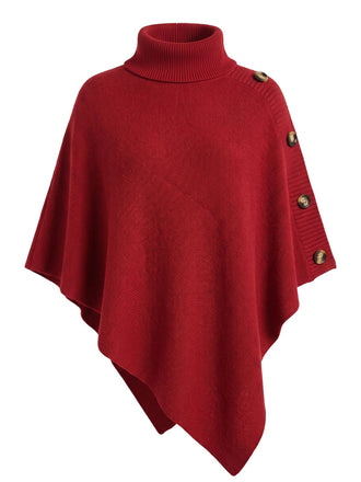 Pull Poncho Uni en Maille à Col Roulé Années 1950 - 1