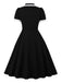 Robe à Col V Fendu, Passepoil Contrasté et Poches Années 1950 - 11