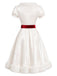 [Prévente] Robe Blanche de Noël à Encolure Cœur, Bordure en Fourrure et Ceinture à Nœud Années 1950 - 3