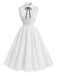 [Prévente] Robe Blanche Sans Manches en Satin à Revers et Fleurs Brodées Années 1950 - 2
