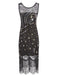 Robe Charleston Art déco à sequins et franges Années 1920 - 4