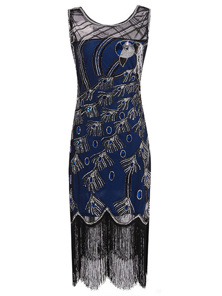Robe Charleston Art déco à sequins et franges Années 1920 - 5