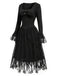[Prévente] Robe corset noire gothique victorienne à dentelle et volants Années 1970 - 4