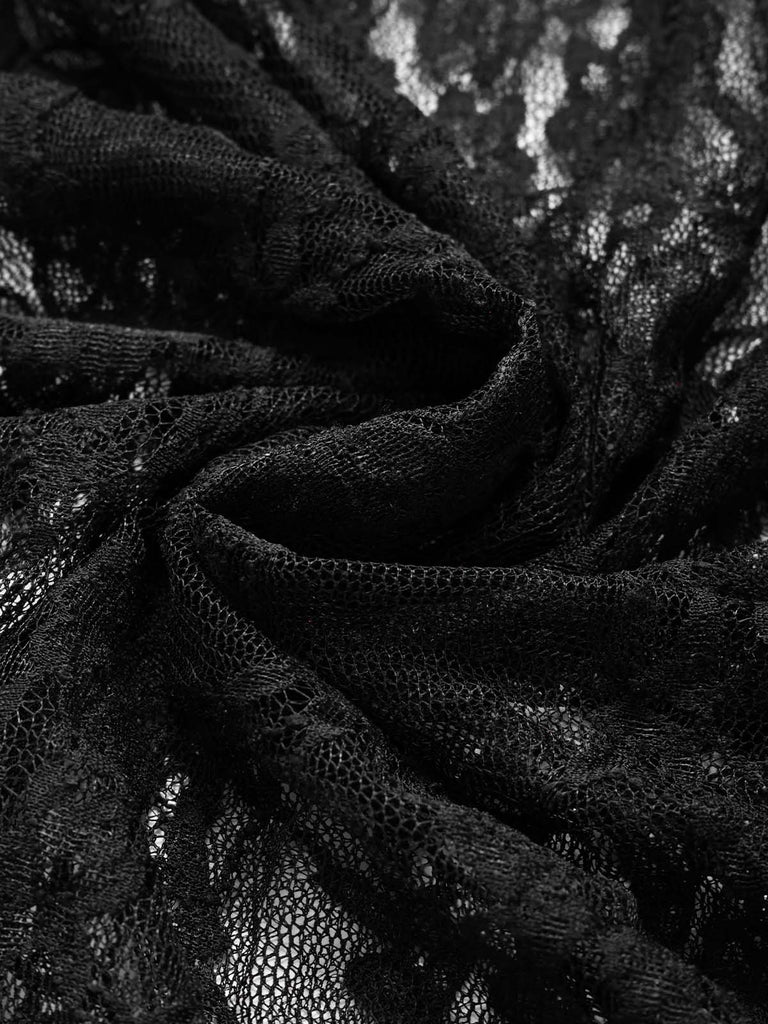 [Prévente] Robe corset noire gothique victorienne à dentelle et volants Années 1970 - 7