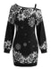 Robe courte de Noël à imprimé flocons et épaule asymétrique Années 1960 - 7