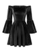 Robe courte en velours à épaules dénudées et manches évasées Années 1960 - 6
