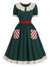 [Prévente] Robe de Noël à col volanté, nœud et poches cannes en sucre Années 1950 - 2