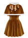 Robe de Noël en velours à renne, capuche et cape Années 1950 - 2