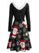 Robe de Noël noire ceinturée à bordure en fausse fourrure années 1950 - 3