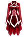 [Prévente] Robe de Noël rouge en velours à laçage et ourlet en pointes années 1950 - 2