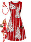 [Prévente] Robe rouge foncé rayures dotée d’un col Claudine années 1960