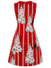[Prévente] Robe de Noël Rouge Foncé Rayée à Col Claudine Années 1960 - 4
