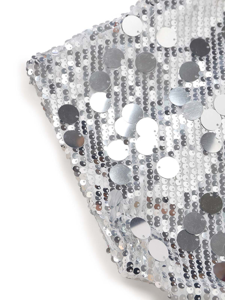 Robe disco scintillante à sequins et col rond Années 1960 - 4