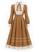 [Prévente] Robe effet deux pièces à col à revers et galon ondulé contrastant années 1940 - 3