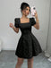 Robe en jacquard floral à col carré et manches bouffantes années 1960 - 8