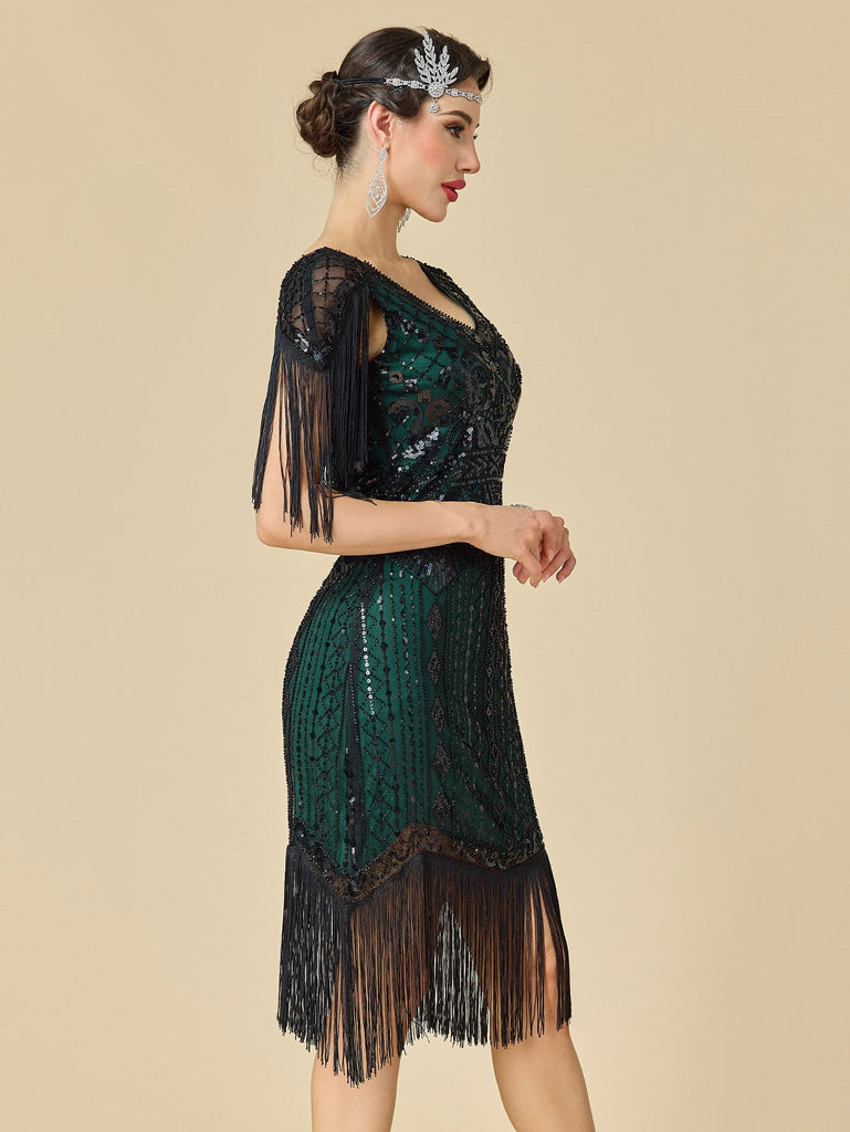 Robe Gatsby Flapper à Paillettes et Franges Années 1920 - 2