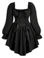 [Grande Taille] Robe Gothique Noire à Corset Lacé et Manches Longues Années 1970