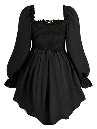 [Grande Taille] Robe Gothique Noire à Corset Lacé et Manches Longues Années 1970 - 2