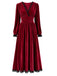 Robe lie-de-vin en velours à empiècements en dentelle et fente latérale années 1930 - 2