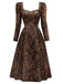 [Prévente] Robe Marron à Fleurs en Satin avec Laçage Style Royalcore Années 1970 - 2