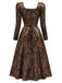 [Prévente] Robe Marron à Fleurs en Satin avec Laçage Style Royalcore Années 1970 - 4