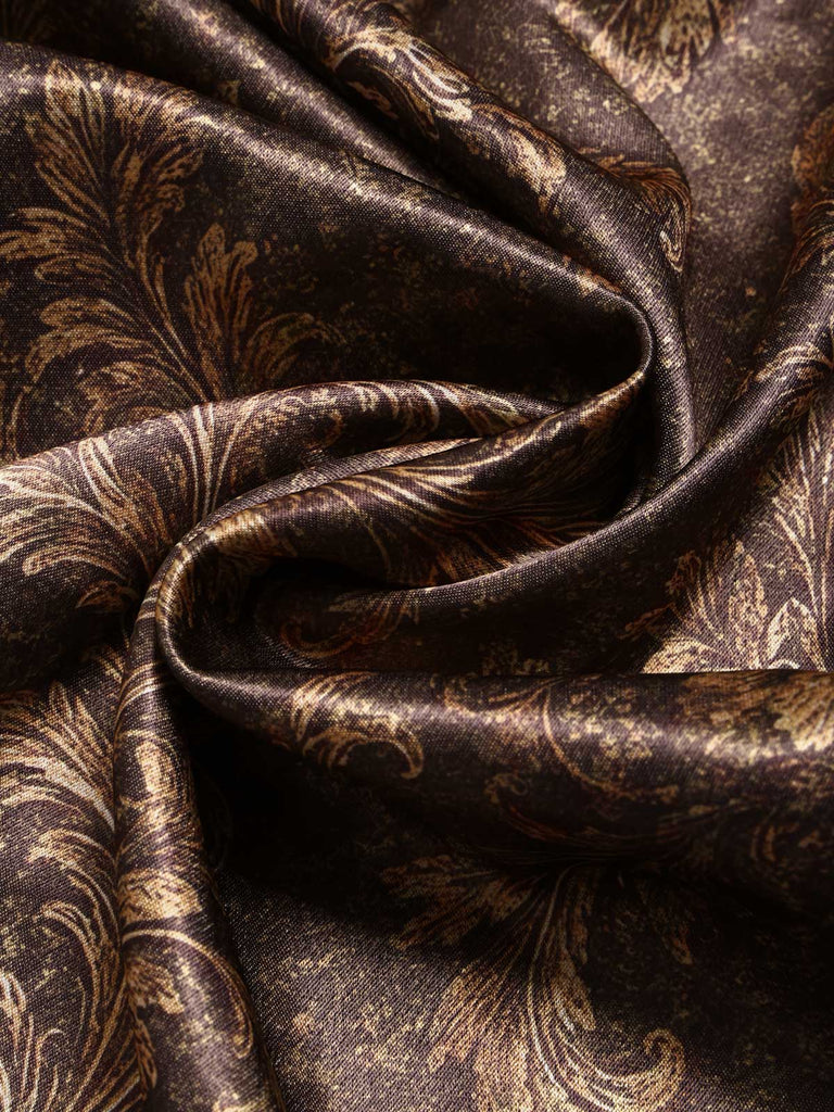 [Prévente] Robe Marron à Fleurs en Satin avec Laçage Style Royalcore Années 1970 - 6