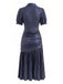 Robe Métallisée Plissée à Col V Profond et Manches Courtes Années 1970 - 5