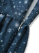 Robe midi de Noël bleu foncé à imprimé Père Noël Années 1950 - 6