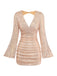 Robe moulante à sequins, col V, dos nu et fronces Années 1960 - 2