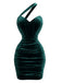 Robe Moulante Froncée en Velours à Épaule Asymétrique Années 1960 - 1