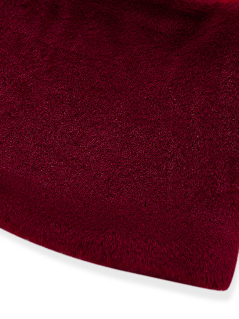 Robe moulante rouge foncé à fines bretelles et ourlet en fausse fourrure années 1980 - 5