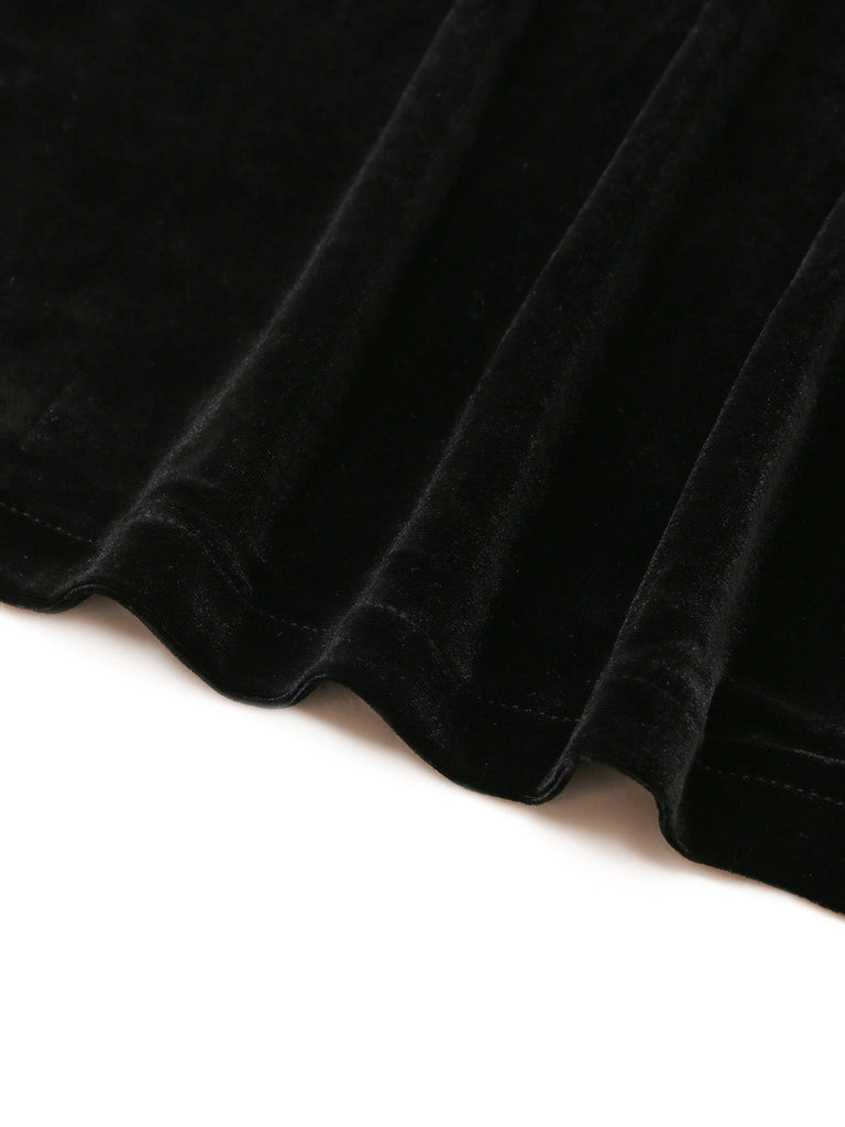 Robe Noire à Bretelles Nouées et Taille Cintrée Années 1960 - 6