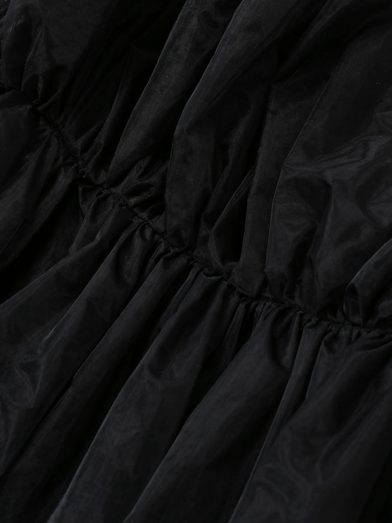 Robe noire en résille à nœud années 1980 - 4