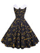 Robe Sans Manches à Col Claudine et Motif Notes de Musique Années 1950 - 3