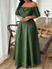[Grande Taille] Robe Vert Foncé Fleurie à Épaules Dénudées Années 1950 - 4